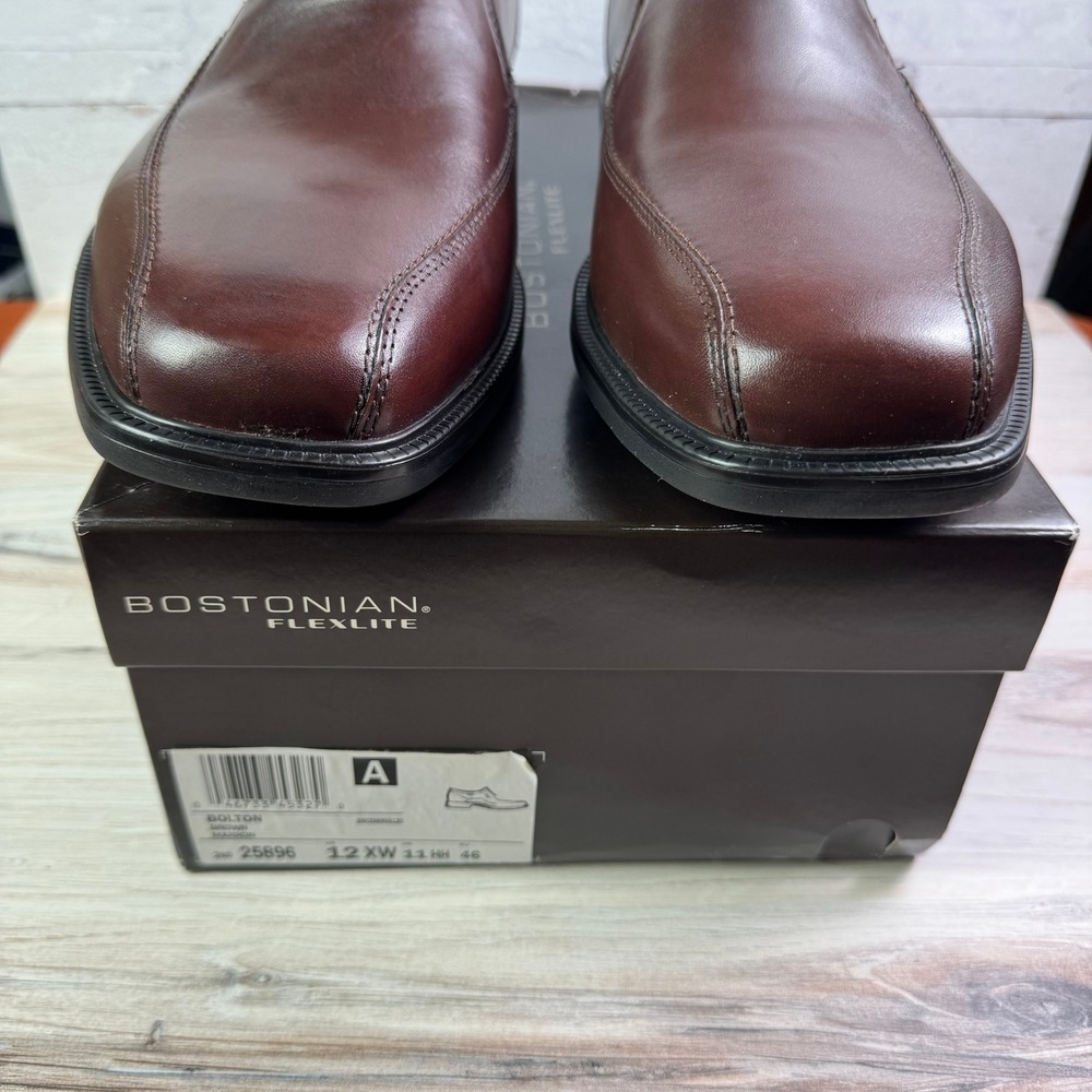 Bostonian Flexlite Bolton Mens Brown Leather Slip On Loafers Dress Shoes 12 XW - Picture 8 of 9